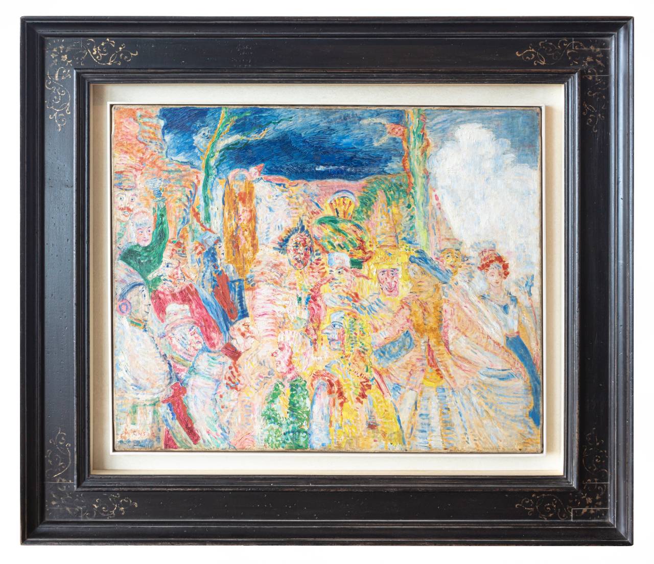 Carnaval de Binche- James Ensor - 1938 - Masks - fotografie Valerie Clarysse - (c) James Ensor, Carnaval de Binche, oil on canvas, 1924, loan Rubey